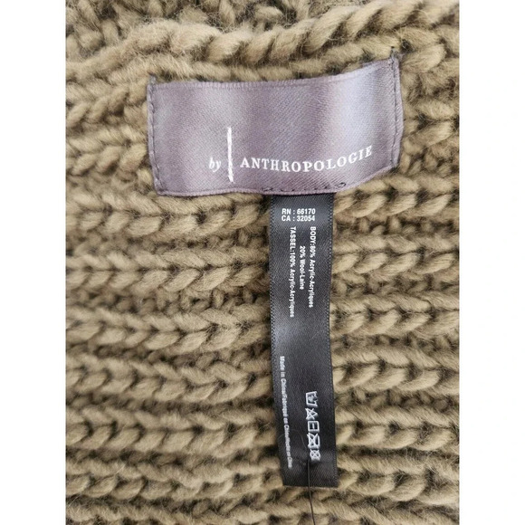 NWT By Anthropologie Colorful Fringe Scarf Olive 130'' L - Picture 7 of 8